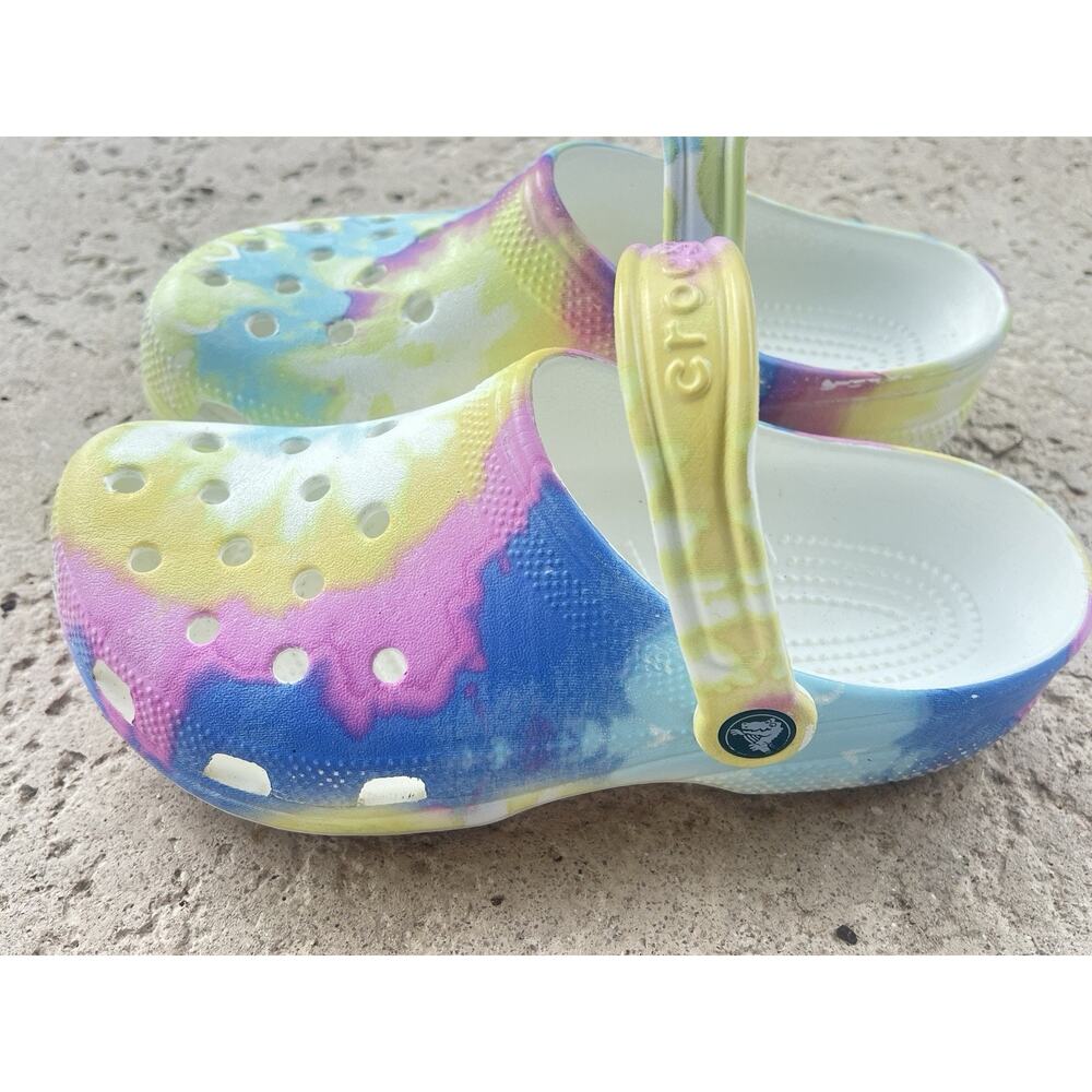 Crocs Classic Multi Color Tie Dye Graphic Pastel Clog Shoes Unisex Wm 7/ M5 - Picture 4 of 8